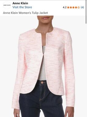 Anne Klein Women's Open Front Blazer Jacket - Light Coral Pink
